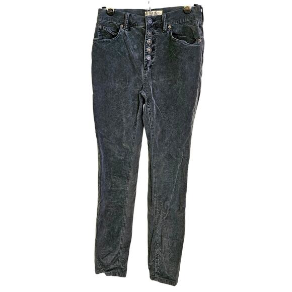 We The Free Grey Corduroy Pants Size 26 Skinny Exposed Button Fly Skater - Picture 1 of 10